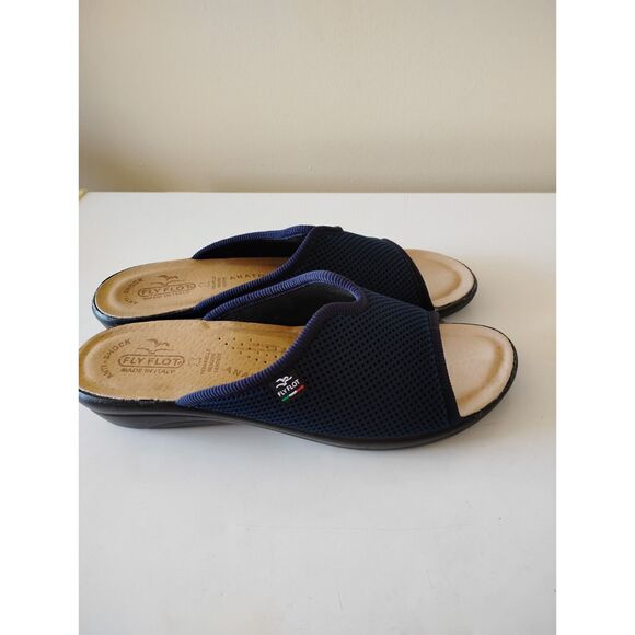 Womens Fly Flot Shoes Sandal Slide Mule Size 9 EU 41 Navy Mesh Made in Italy - Picture 2 of 6